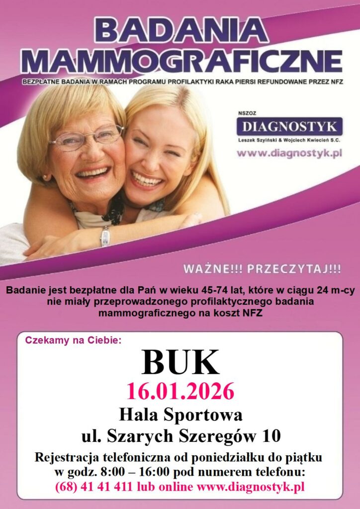 Bezpłatne badania mammograficzne